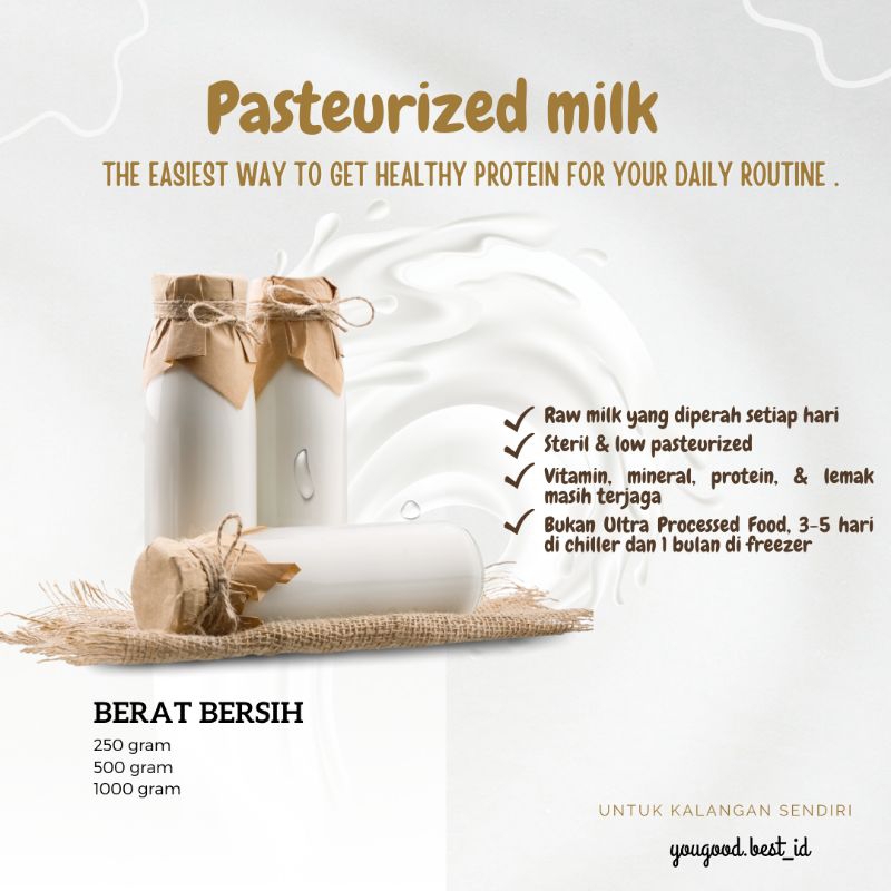 

fresh milk grashfed murni 100% low pasteurized susu sapi murni