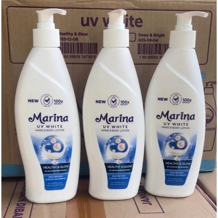 Marina Uv White Healthy & Glow Hand Body Lotion 350ml/Marina Biru/Ready Stok/ Handbody Marina