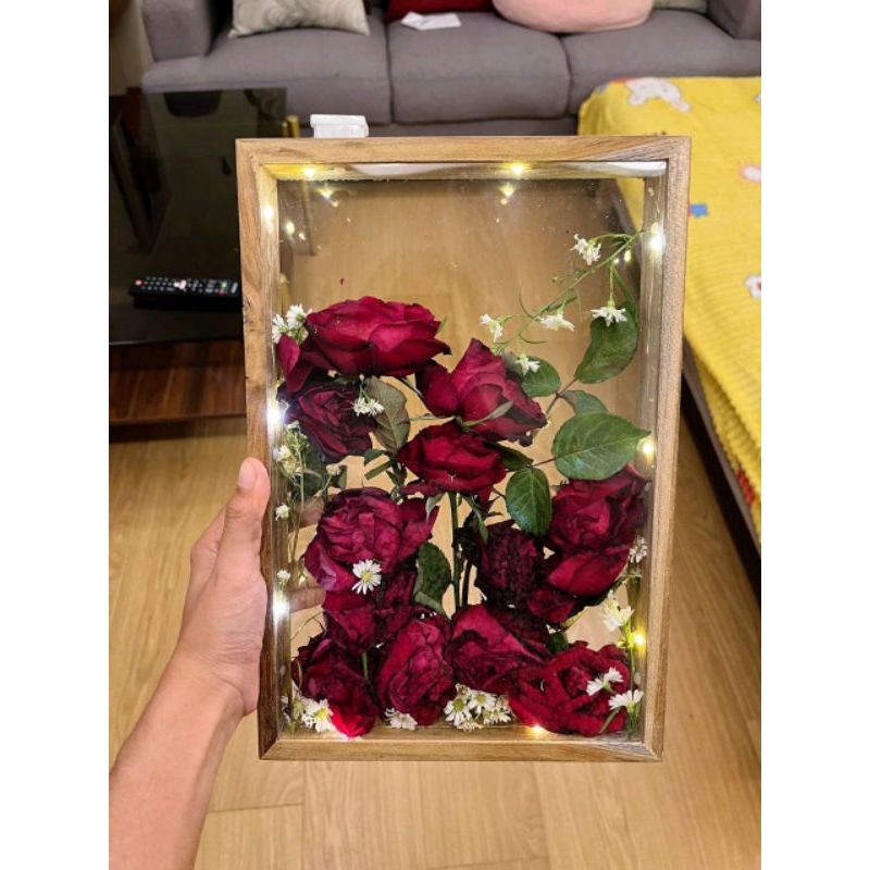 FRAME BUNGA BUKET FRAME FOTO FRAME KAYU BINGKAI KAYU AKRILIK