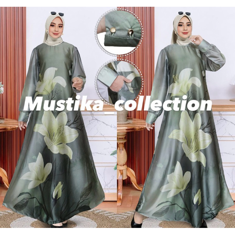 Friska Dress |Gamis Bahan Armany Silk Premium //Gamis Motif Pesta Kondangan // Gamis Lebaran Terbaru