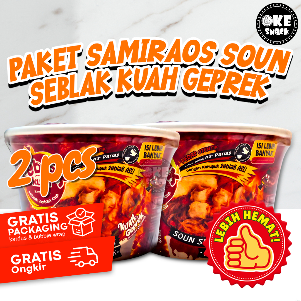 

Paket Hemat Sami Raos Soun Seblak Geprek Cup Samiraos Isi 2 pcs