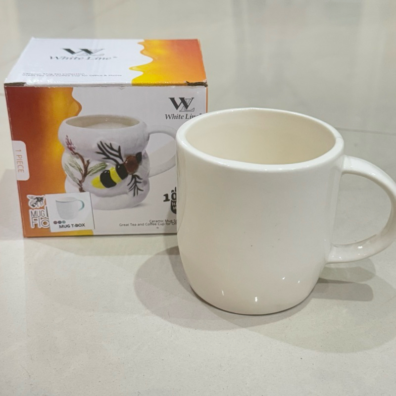 MUG T-BOX KERAMIK POLOS WHITELINE MUG KADO PUTIH POLOS KERAMIK