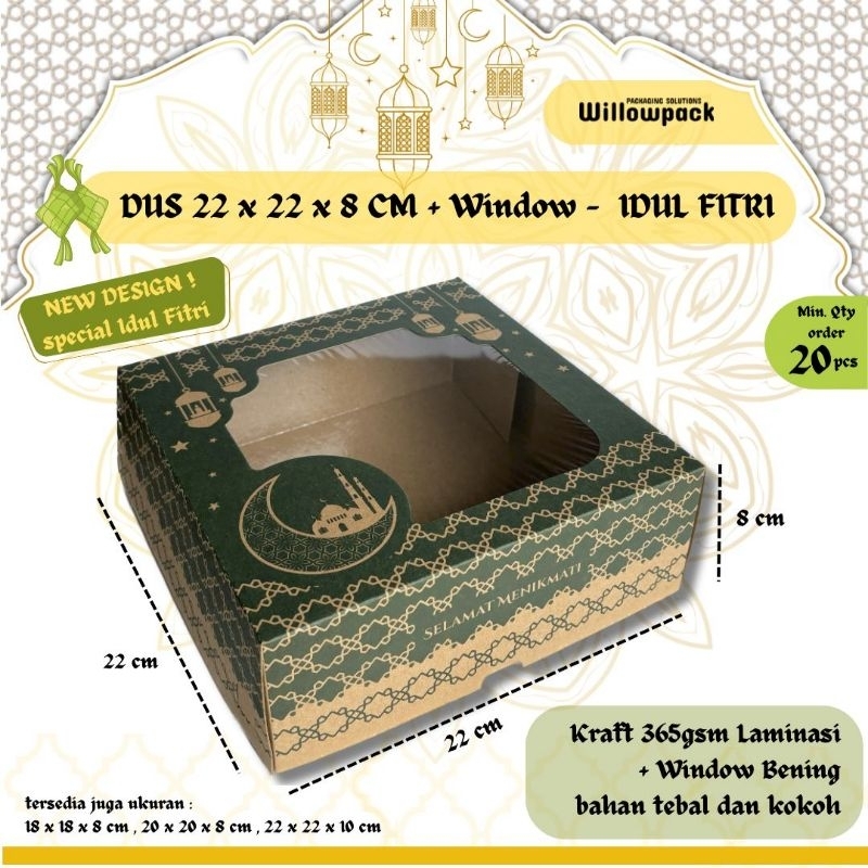 

DUS IDUL FITRI 22x22x8 BOX HAMPERS LEBARAN ( MIN. 20 PCS ) ROTI TOPLES KOTAK KUE BOLU DESSERT BOX