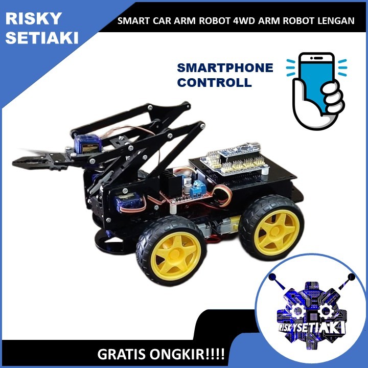SMART CAR ARM ROBOT 4WD ARM ROBOT LENGAN SIAP JALAN