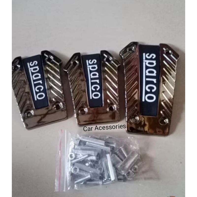 pedal gas mobil manual Sparco chrome hitam 3pcs universal