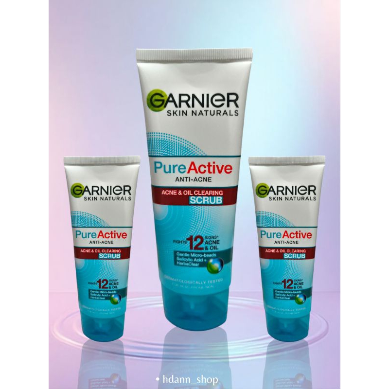 Garnier Pure Active Scrub | Anti Acne & Oil Clearing - 100mL | Sabun Cuci Muka | Pembersih Wajah