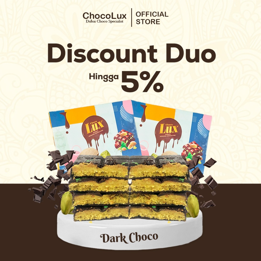 

Kombo Hemat 2 Dubai Chocolate Pistachio Kunafa / Coklat Dubai Kunafa Pistachio - Dark Chocolate
