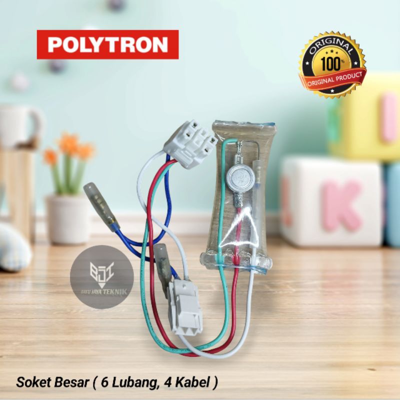Defrost | Defros/ Bimetal/ Sensor Suhu Kulkas 2 Pintu POLYTRON Original | Soket 6 Lubang 4 Kabel | B