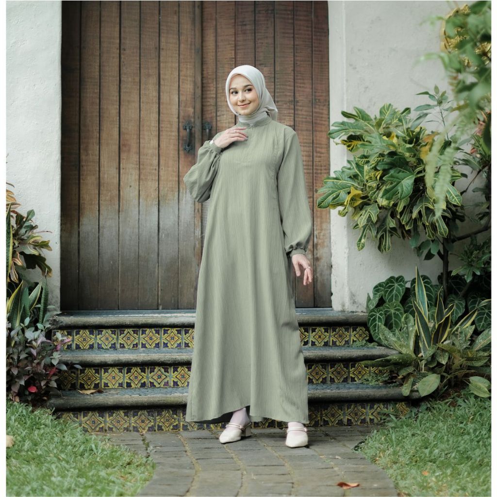 Nupeach Asami Dress - Sage Green Gamis Busui Friendly Daily Dress