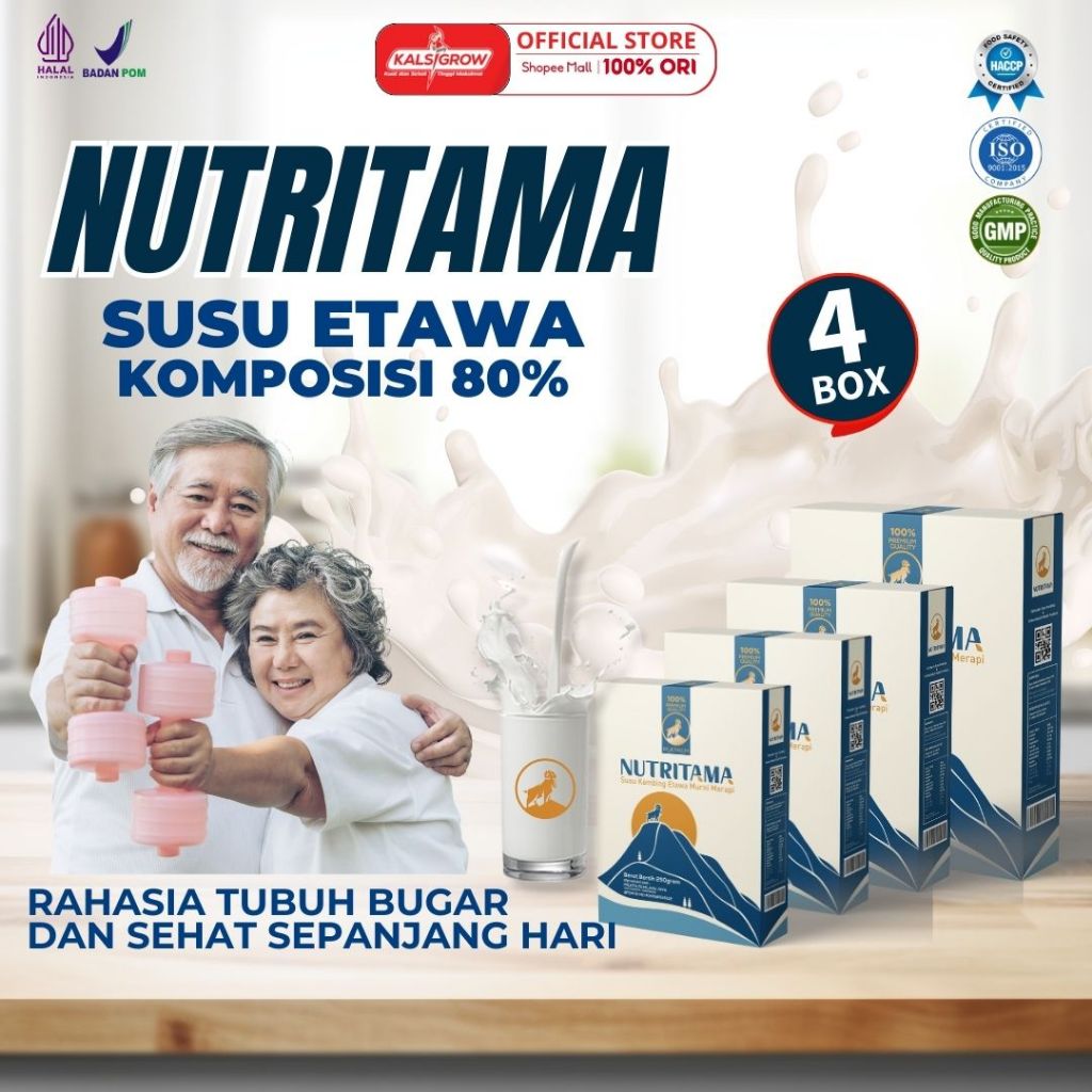 

Paket 4box | Nutritama Susu Etawa 250 gram | Paket Sehat 4 BOX Berat 1000gram