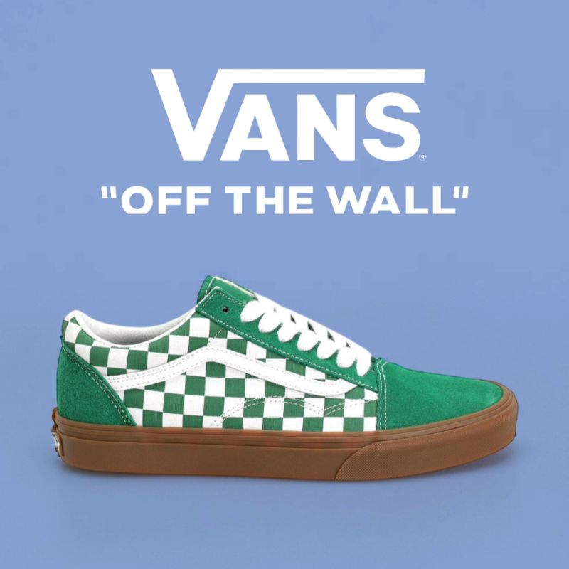 Vans Oldskool Fat Lace Checkerboard Green / Gum Sole Original100%
