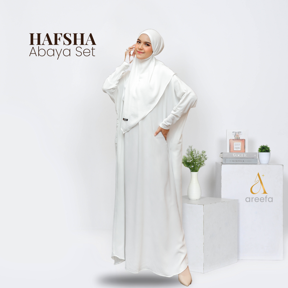 Areefa - Abaya Wanita Remaja Aesthetic Putih Mewah Elegan Turkey Gamis Dress Arab Umroh Syari Jumbo