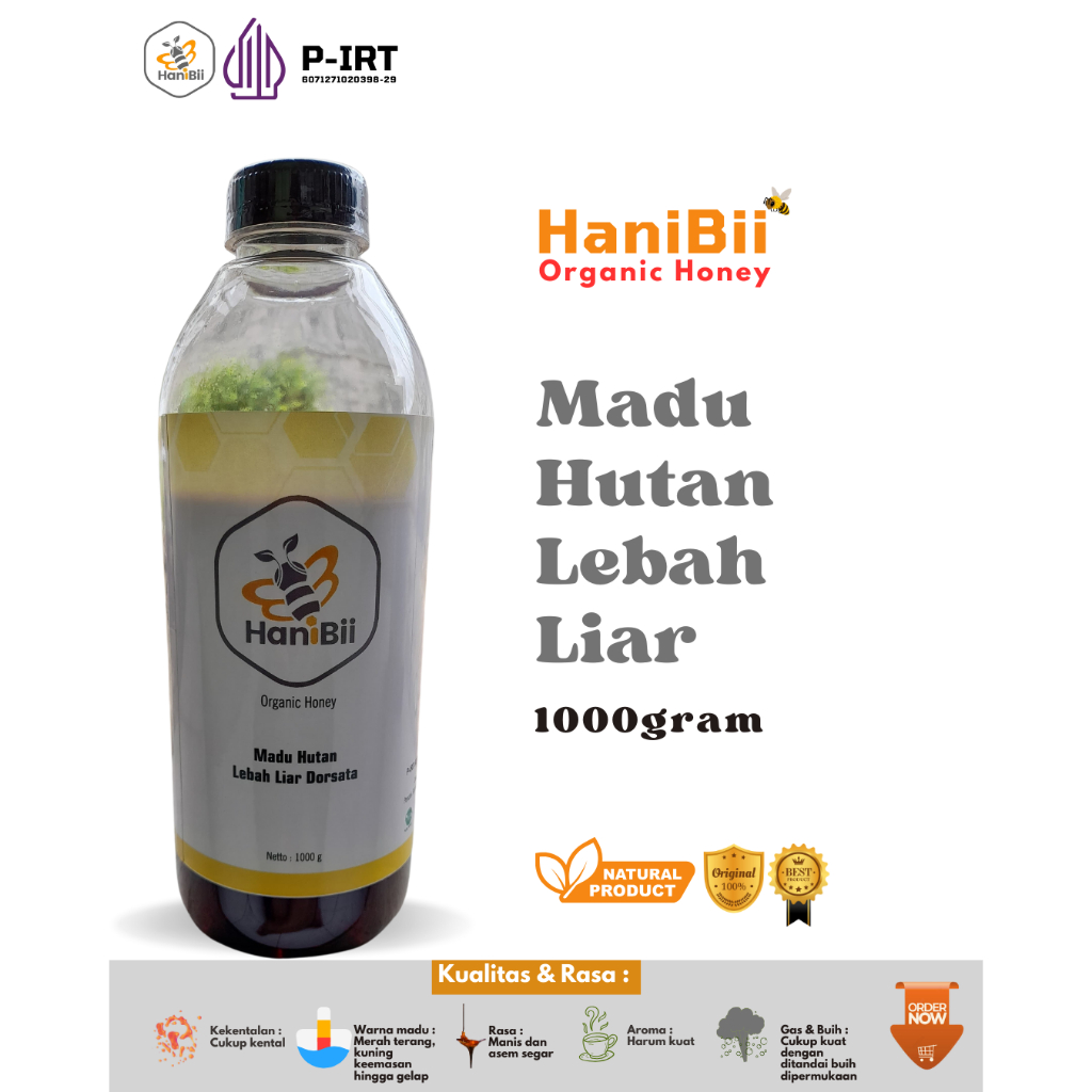 

Madu Murni Asli Hutan Gong Dorsata Netto 1 Kg HaniBii Maduku