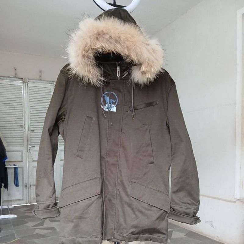 Jeket winter MENS BIGI second Original super tebal warna coklat pekat berhoodie bulu bisa lepas pasa