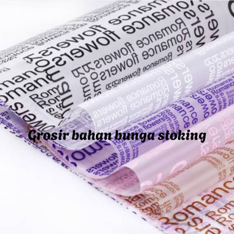 

FREE PACKING Flower Wrapping Paper Translucent English Kertas Buket Romance English Cellophane Transparan