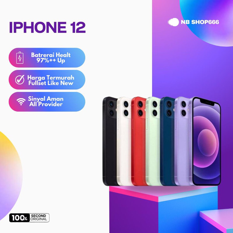 IPHONE 12 64GB/256GB/512GB FULLSET ORIGINAL SECON INTER