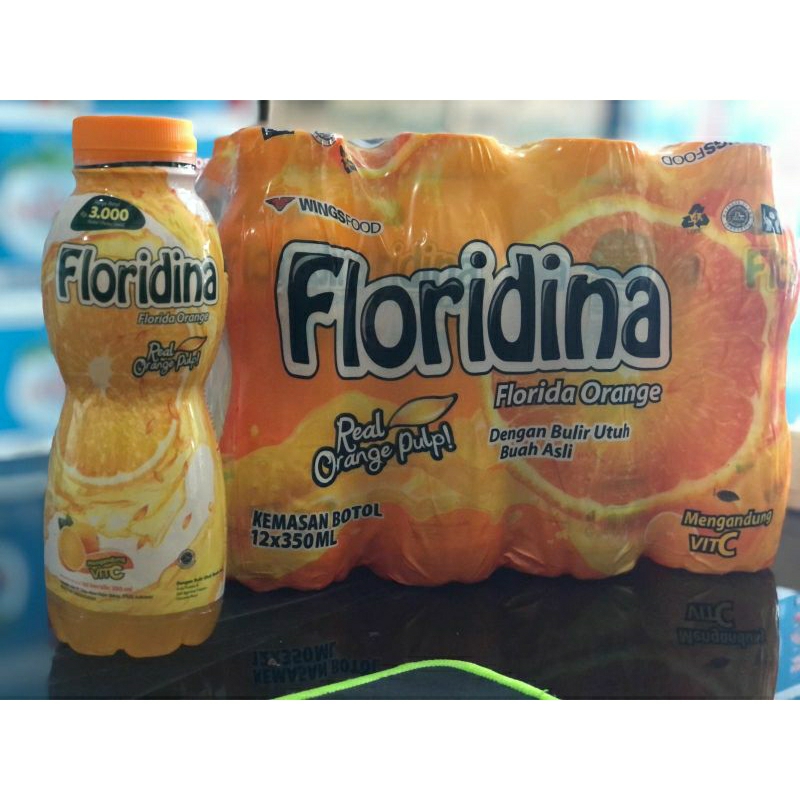 

Floridina Orange Dengan Bulir Ituh Buah Asli kemasan Botol 12 X 350ml