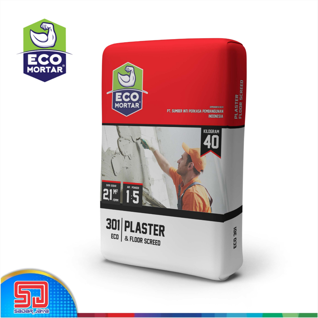 Semen Instan Eco Mortar 301 Plester 40kg Plaster Perata Lantai ECO301
