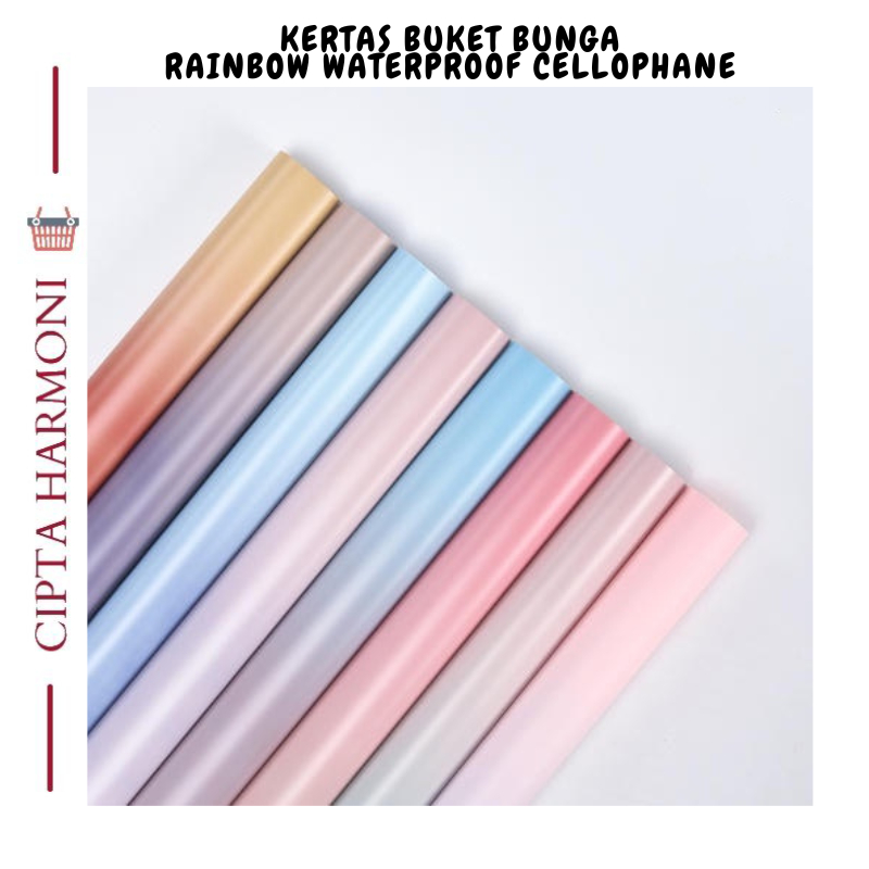 

20 LEMBAR KERTAS BUKET BUNGA/ FLOWERS WRAPPING RAINBOW WATERPROOF GRADIENT CELLOPHANE FLORIST KB034