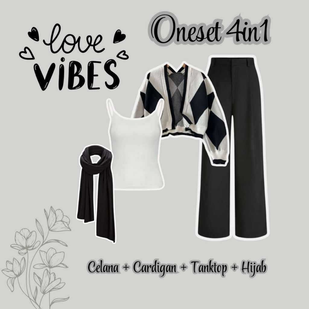 Outfit Casual | OOTD Set 4in1 | Outfit Buber | OOTD Wanita Modern Korean Style _HM0088_