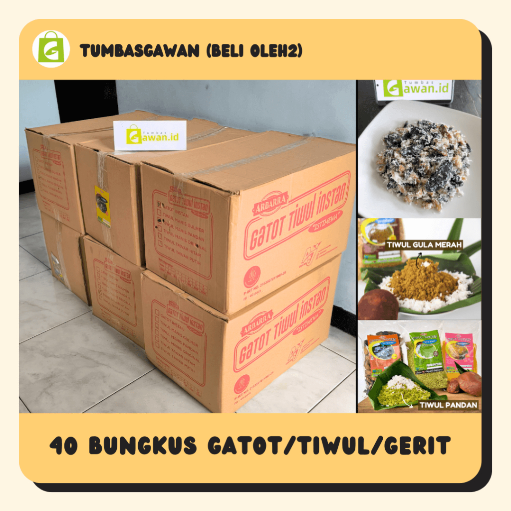 

1 Dus / 40 Bungkus Gatot, Tiwul, Gerit Jagung Instan Istimewa