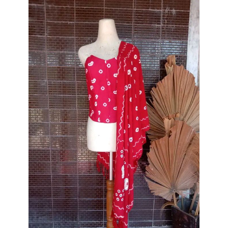 set kamisol selendang jumputan