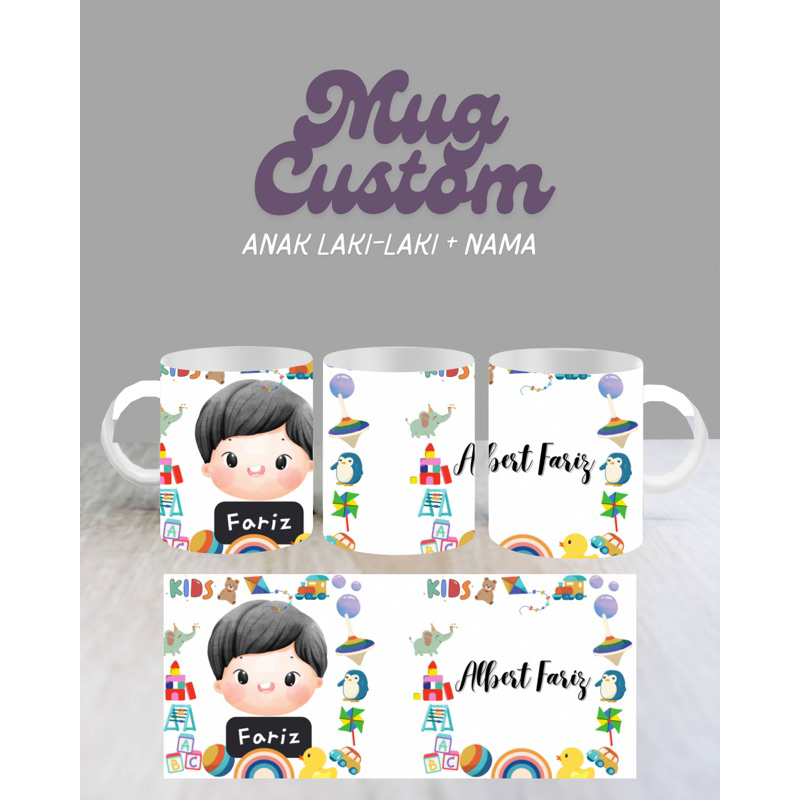 Souvenir Ulang Tahun Anak Cowok + nama/ kado ulang tahun cowok/ Hampers mug