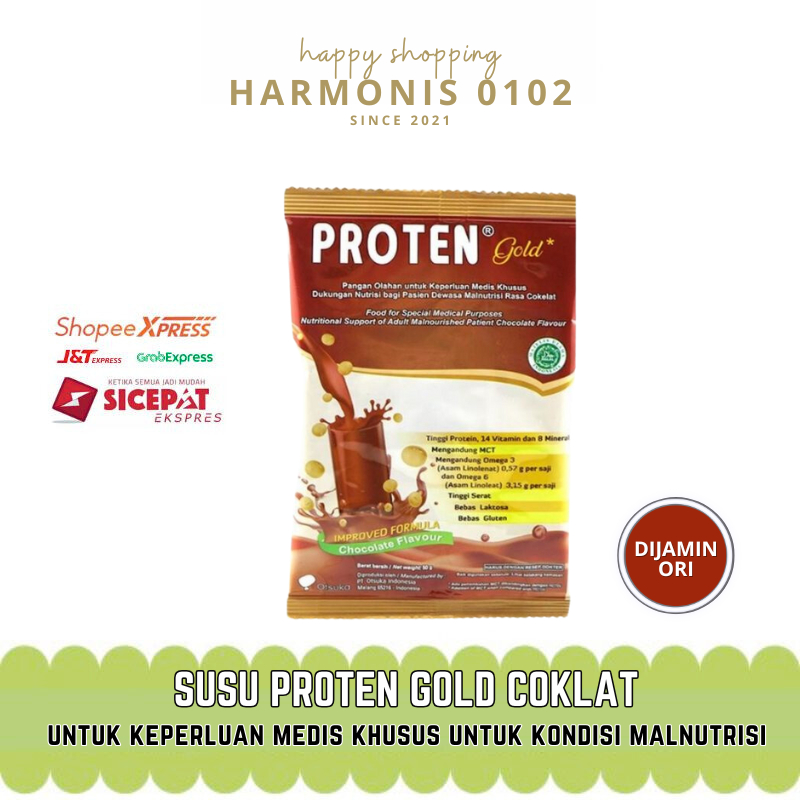

Susu Proten Gold Coklat 52 Gram - Susu Kedelai Tinggi Protein Nabati Rasa Chocolate