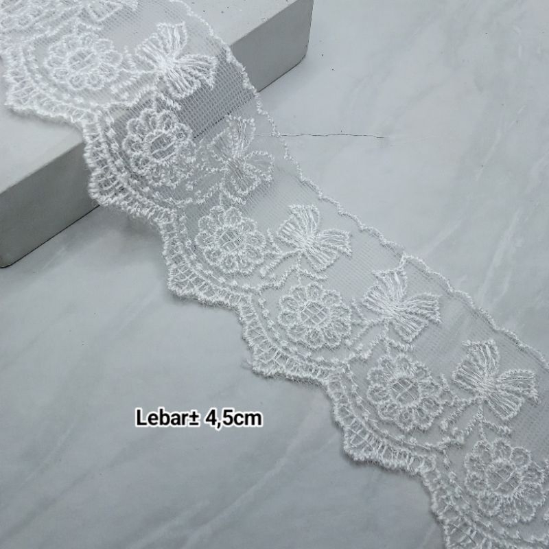 1 METER (100CM) RENDA TILE BORDIR IMPORT,RENDA MUKENA,RENDA BAJU