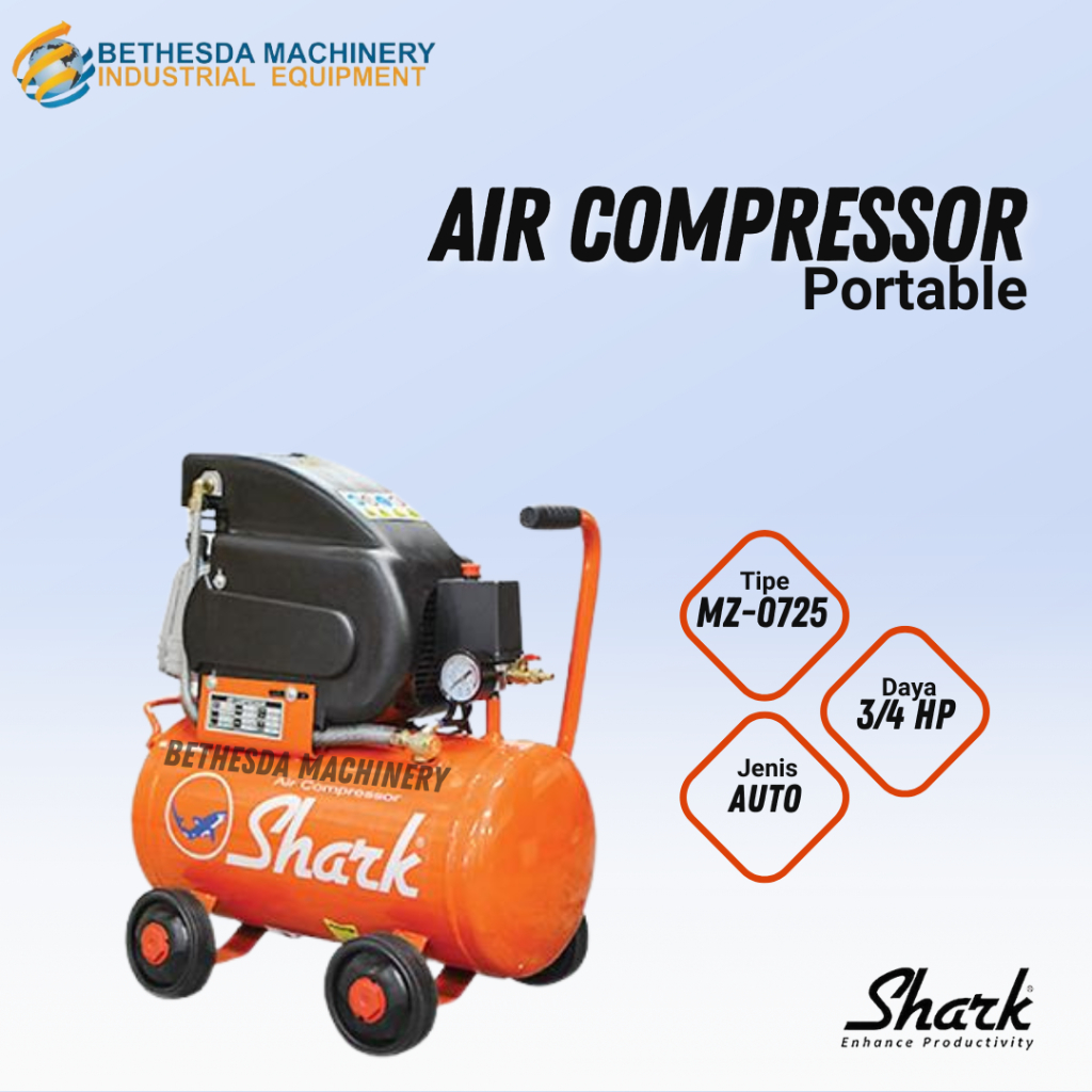 Mesin Kompresor Angin 3/4 Hp Kompresor Listrik OILLES Tangki 25 L - Shark 3/4 HP