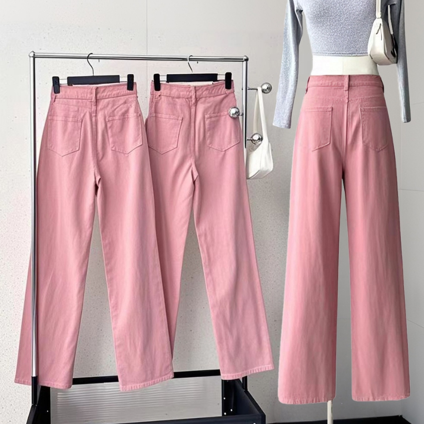 【boll.id】Celana Jeans Wanita Celana Korean Style Jeans High Waist Pink Baggy Pants Bigsize Jumbo Cel