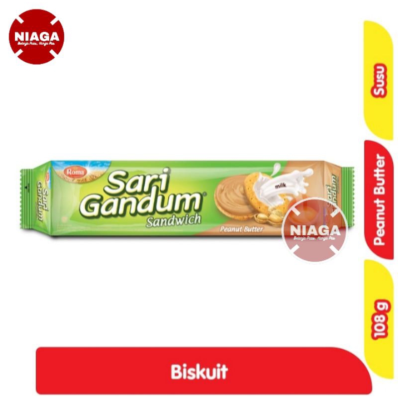 

Roma Sari Gandum Biskuit Sandwich Peanut Butter 108 g