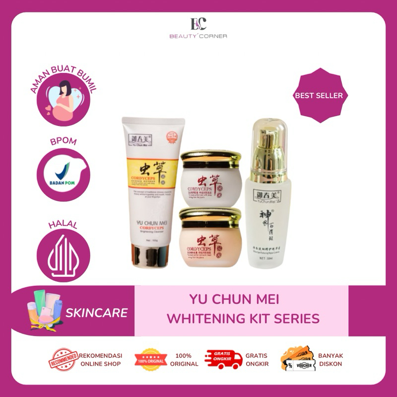 Yu Chun Mei Cordyceps Paket Whitening Set Brightening Cleanser + Whitening Serum Essence + Day & Nig