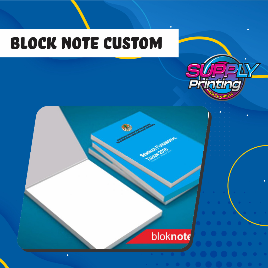 

Blocknote A5 1 muka isi 30 lembar cetak isi + Pulpen Gel custom Seminar Murah