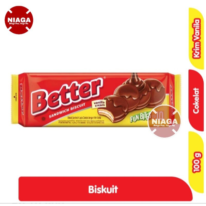 

Better Biskuit Sandwich Fun Bites Krim Vanilla 100 g