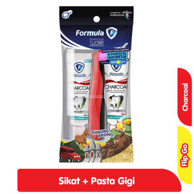 Formula Flip Go Sikat + Pasta Gigi Flip Go Nano Charcoal Travel Pack
