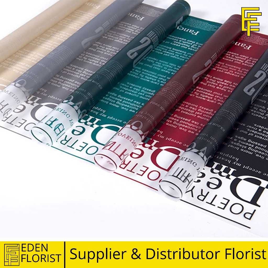

EdenFlorist Kertas Buket Bunga Transparan Cellophane Flower Wrapping Letter Waterproof Ecer Perlembar KB6058