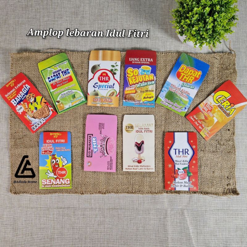 

100 lembar Amplop lebaran karakter Motif Snack serie DF2 ukuran Medium mix gambar