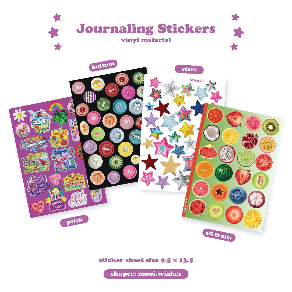 

Sticker Deco Button Star Fruit Handphone Laptop Journaling Penpal Aesthetic Lucu Murah