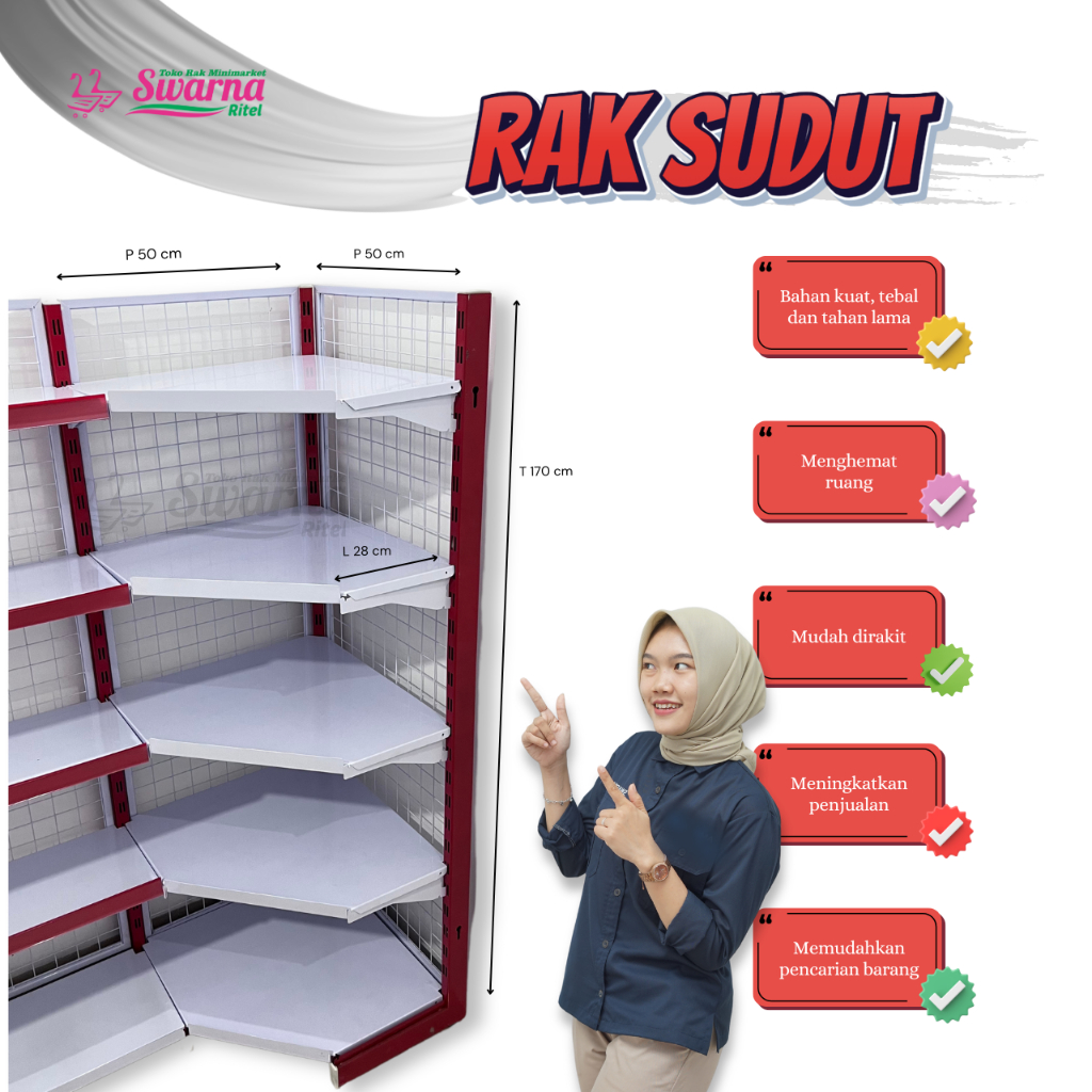 Rak Sudut Minimarket/Supermarket/Toko | Rak Corner Termurah