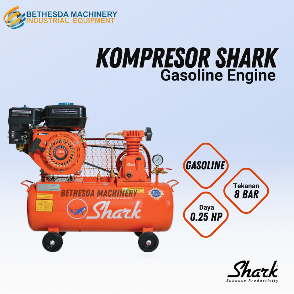 Kompresor Angin 1/4 Hp Gasoline Engine Shark 1 4 PK Kompresor 8 Bar