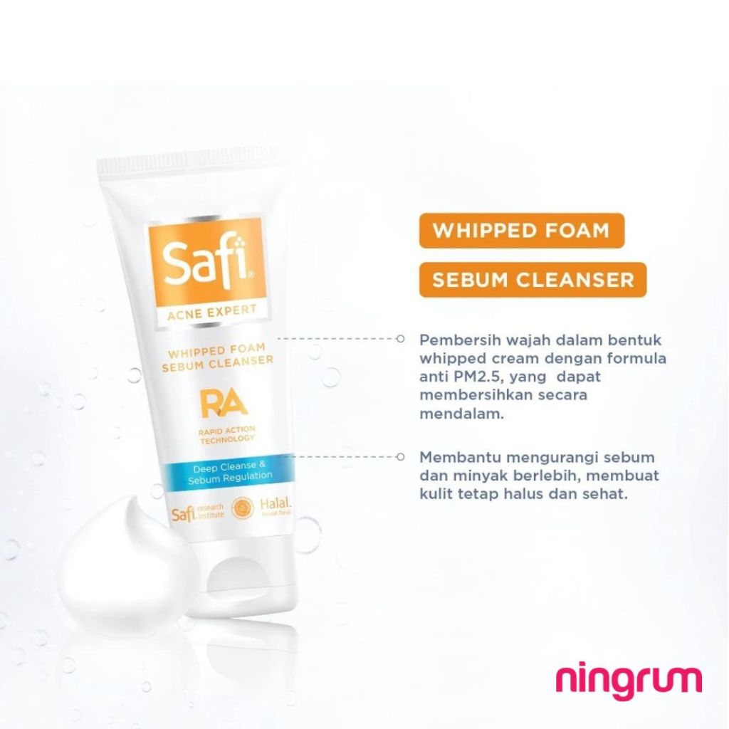 Ningrum - SAFI ACNE EXPERT WHIPED FOAM SEBUM cleanser - facial foam - sabun cuci muka - face wash