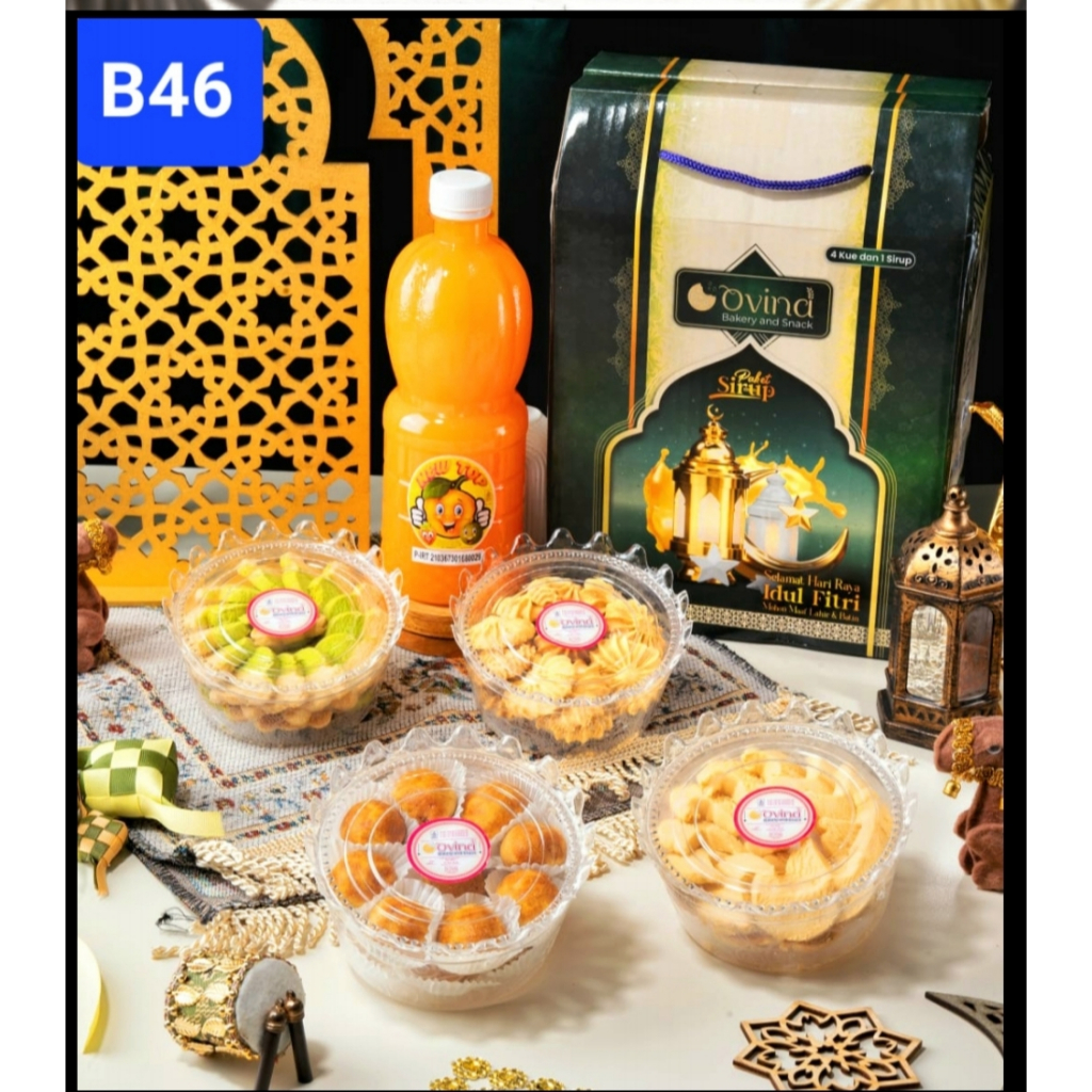 

1 PAKET / HAMPERS KUE LEBARAN / OVINA SIRUP MASJID 4 TOPLES + 1 SIRUP 800 ML DAN GRATIS PACKING BUBBLE 2 LAPIS
