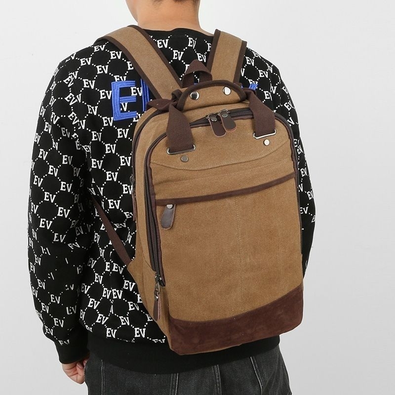 tas ransel kain kanvas backpack pria tas punggung legums