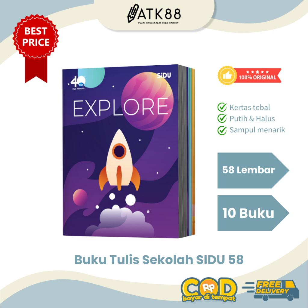 

[ATK88] Buku Tulis Anak Sekolah 1 Pack SIDU 58 Lembar isi 10 pcs Sinar Dunia Original