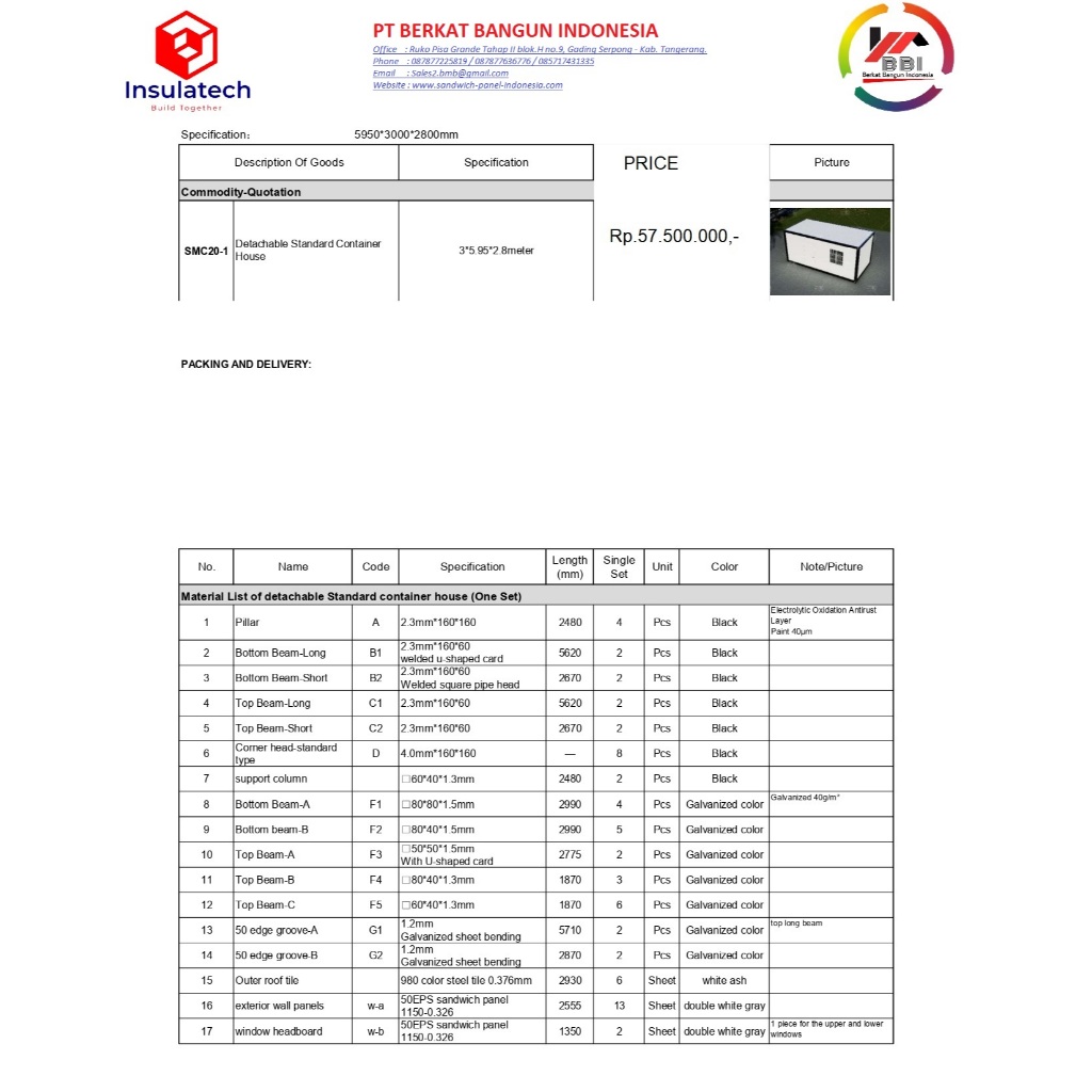 Modular Office Sandwich Panel