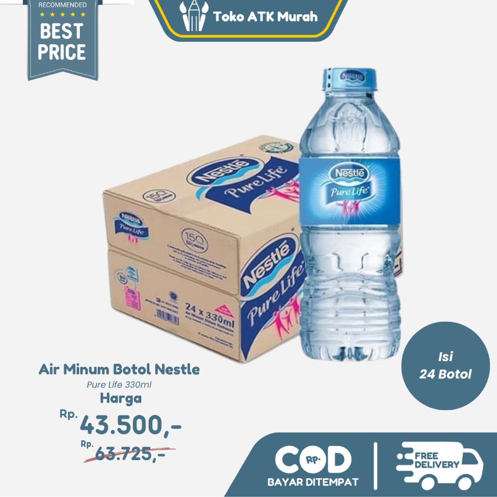 

1 DUS Air Minum Kemasan Botol Nestle Pure Life 330ml isi 24 Botol