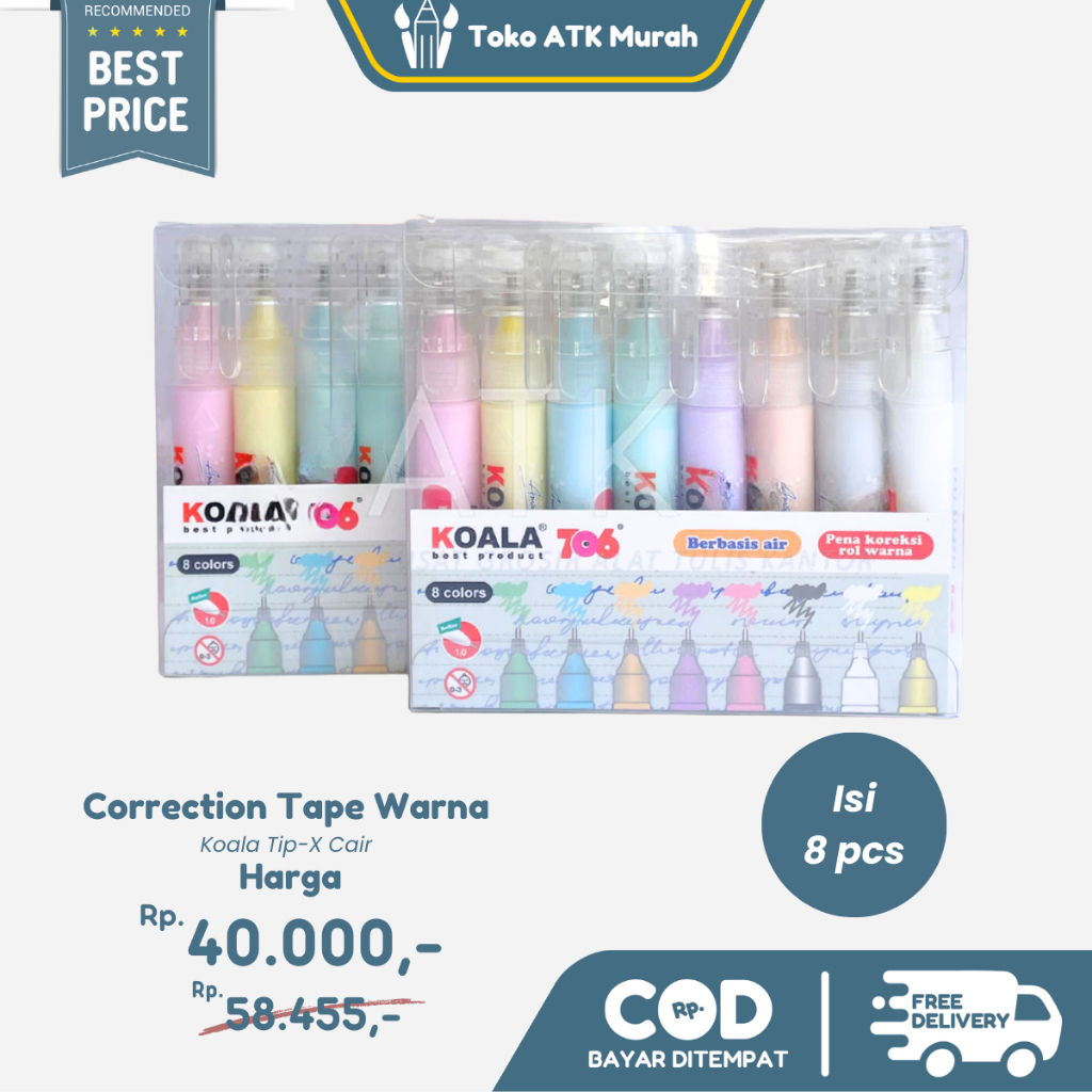

8 Pcs Correction Fluid Colour Set / Tipe-X Koreksi Pena Cair Warna Pen