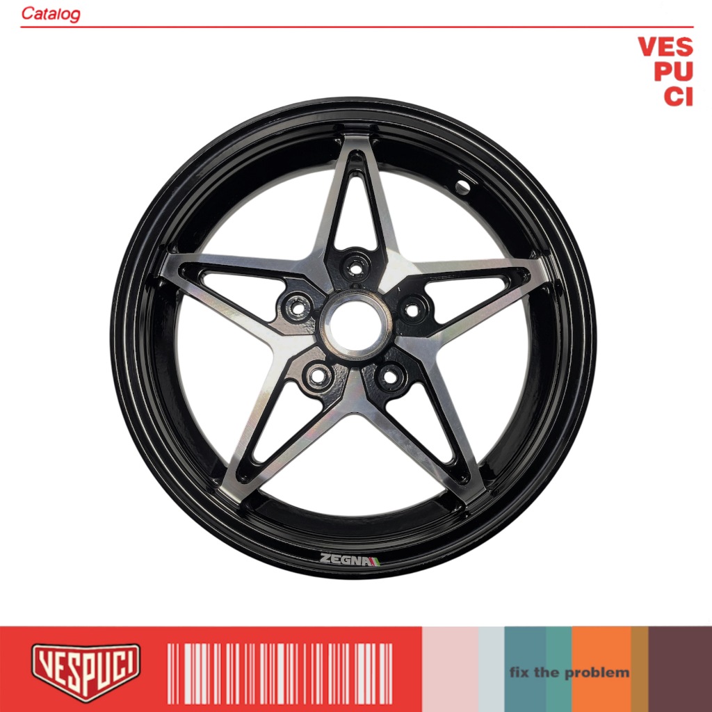 Rims Velg Bintang Zegna Five Star Black Vespa Matic Matik Metik Sprint Primavera 3V iGet ABS