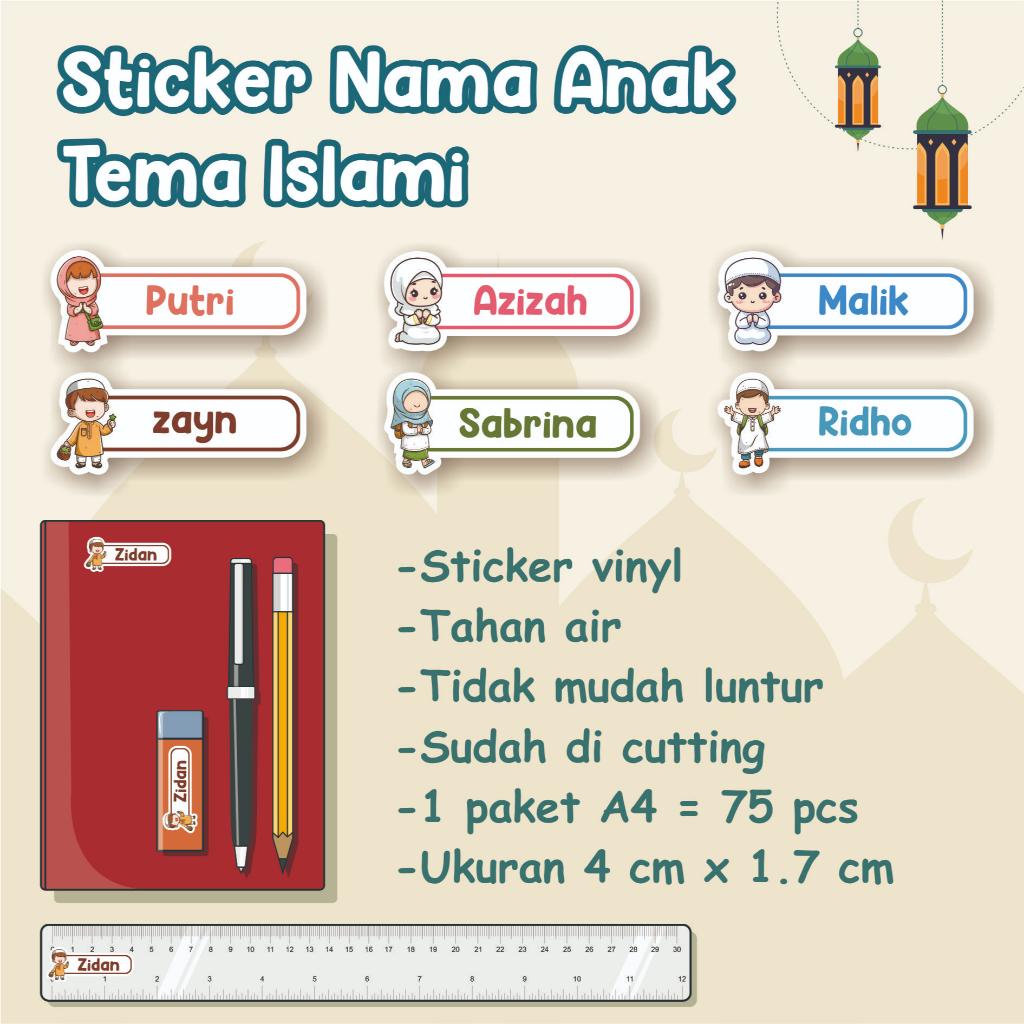 

Tema Islami Sticker Nama Anak WATERPROOF / Sticker Nama Costum / Sticker Label Nama